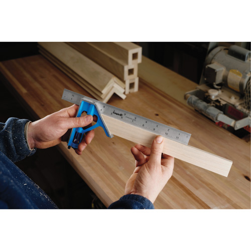 True Blue&reg; Combination Square, 12" L, 1/16" Graduations, Steel, Plain Ontario Safety Products