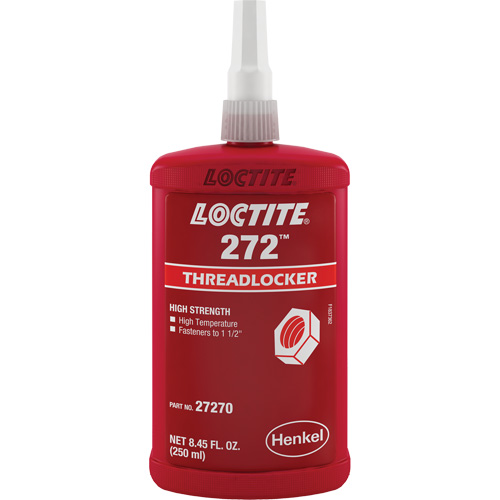 Threadlocker 272 High Temperature, Red, High, 250 ml, Bottle Ontario Safety Products