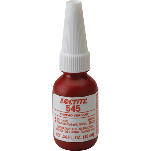 Thread Sealant 545 Hydraulic/Pneumatic Sealant, Bottle, 10 ml, -54° C - 149° C/-65° F - 300° F Ontario Safety Products