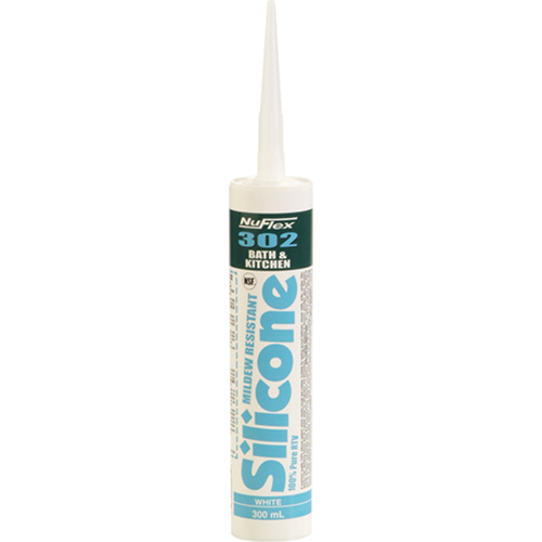 NuFlex&reg; 302 Bath And Kitchen Silicone Sealant, 300 ml, Cartridge, Clear Ontario Safety Products
