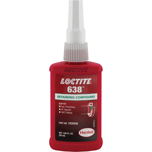 Loctite&reg; 638 Retaining Compound, 50 ml, Bottle, Green Ontario Safety Products