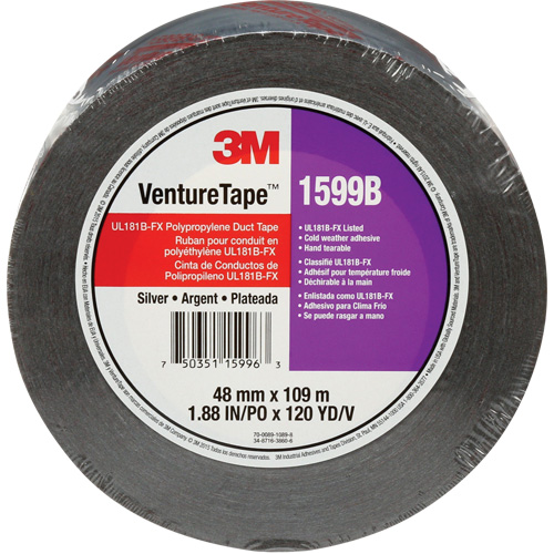 Ruban en polypropyl&egrave;ne Venture Tape 1599B, 3 mils, Argent, 48 mm (2") x 109,7 m (359,9') Ontario Safety Products