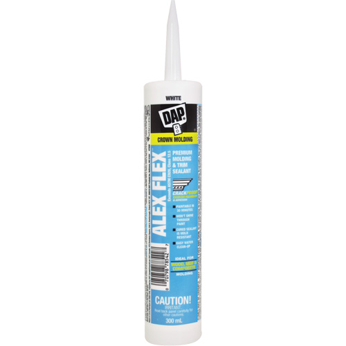 Alex Flex&reg; Premium Molding & Trim Acrylic Latex Siliconized Sealant, 300 ml, Cartridge, White Ontario Safety Products