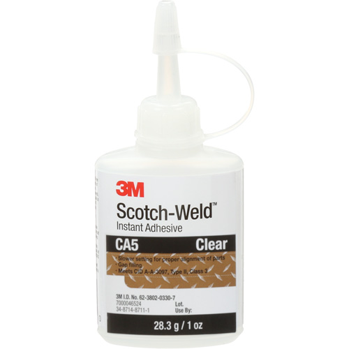 Adh&eacute;sif instantan&eacute; CA5 Scotch-Weld, Transparent, Bouteille, 1 oz Ontario Safety Products