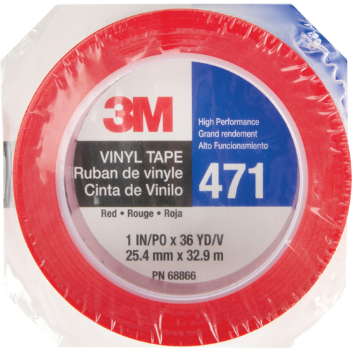471 Vinyl Tape, 25.4 mm (1") W x 32.9 m (108') L, 5.3 mils, Red Ontario Safety Products