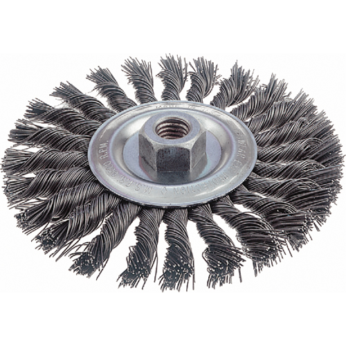 Knot Wire Wheel Brushes - Standard Twist Knot, 6" Dia., 0.023" Fill, 5/8"-11 Arbor, Steel Ontario Safety Products