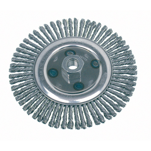 Brosse rotative &agrave; fils nou&eacute;s, pour passe de fond, Dia. 4-7/8", Fils 0,02", Arbre 5/8"-11, Acier Ontario Safety Products