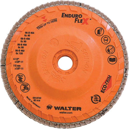 Enduro-Flex Flap Disc, 4-1/2" x 5/8"-11, Type 27, 80 Grit, Zirconia Alumina Ontario Safety Products