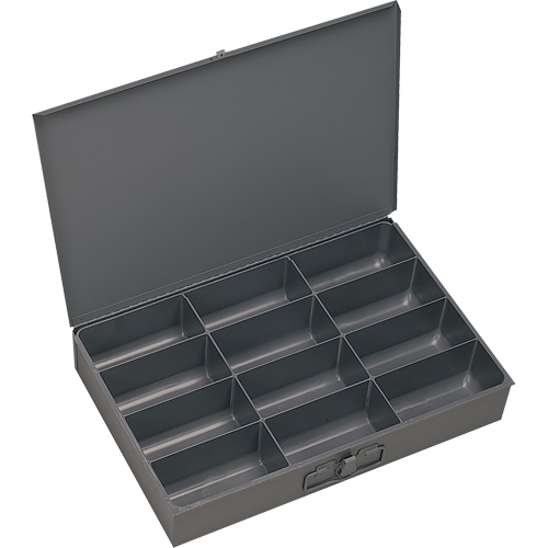 Compartment Scoop Boxes, Steel, 12 Slots, 18" W x 12" D x 3" H, Grey Ontario Safety Products