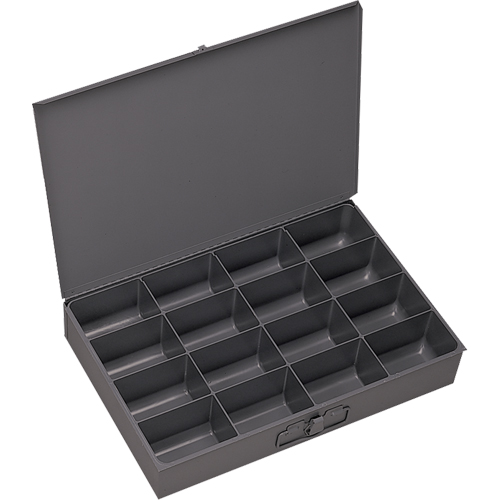 Compartment Scoop Boxes, Steel, 16 Slots, 13-3/8" W x 9-1/4" D x 2" H, Grey Ontario Safety Products