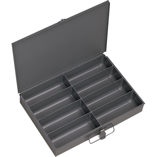 Compartment Scoop Boxes, Steel, 8 Slots, 13-3/8" W x 9-1/4" D x 2" H, Grey Ontario Safety Products