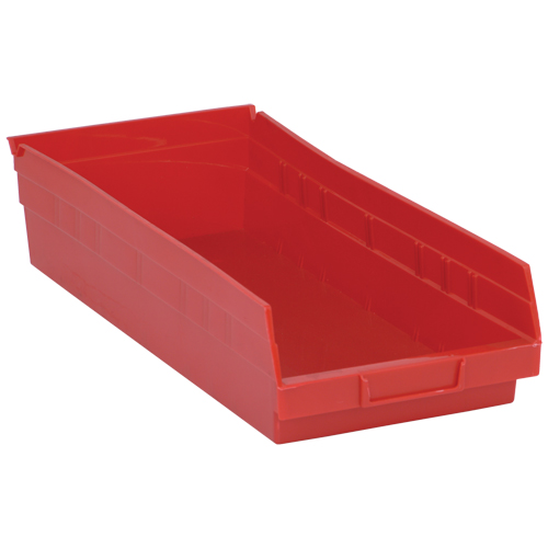 Bacs de rangement pour tablettes, 8-3/8" la x 4" H x 17-7/8" p, Rouge, Capacit&eacute; 40 lb Ontario Safety Products