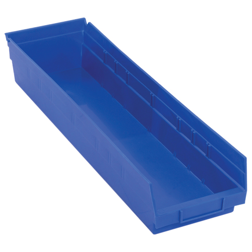 Bacs de rangement pour tablettes, 6-5/8" la x 4" H x 23-5/8" p, Bleu, Capacit&eacute; 50 lb Ontario Safety Products