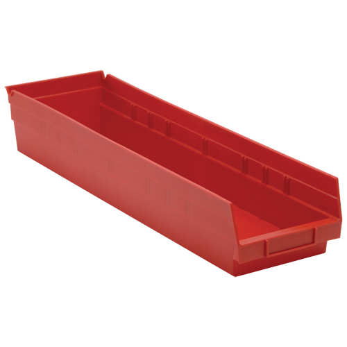 Bacs de rangement pour tablettes, 6-5/8" la x 4" H x 23-5/8" p, Rouge, Capacit&eacute; 50 lb Ontario Safety Products