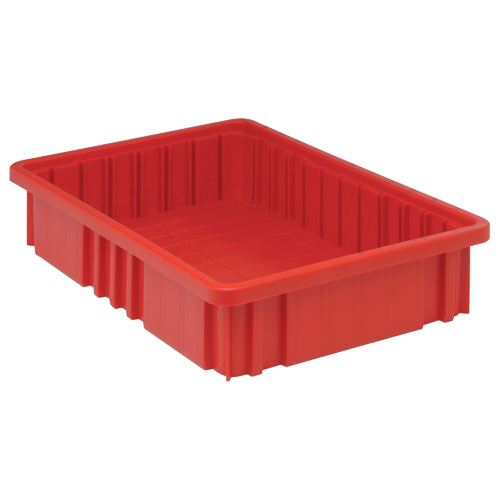 Divider Box&reg; Containers, Plastic, 16.5" W x 10.9" D x 3.5" H, Red Ontario Safety Products