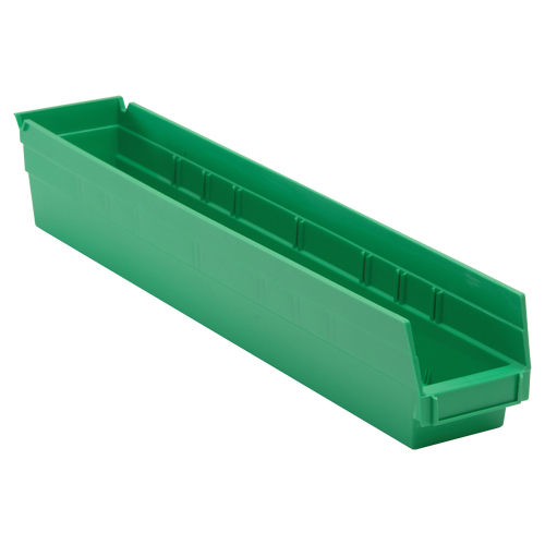 Economy Shelf Bin, 4-1/8" W x 4" H x 23-5/8" D, Green Ontario Safety Products