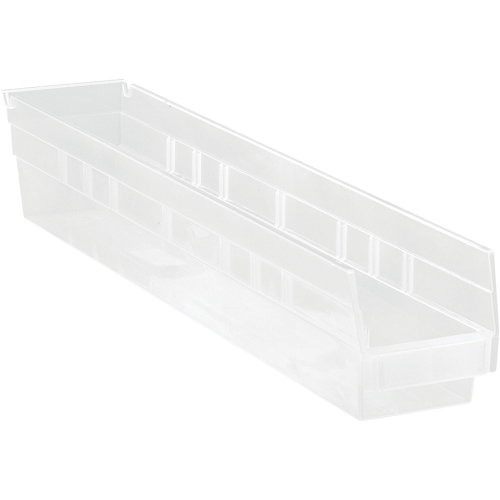 Shelf Bins, 4-1/8" W x 4" H x 23-5/8" D, Clear, 50 lbs. Capacity Ontario Safety Products