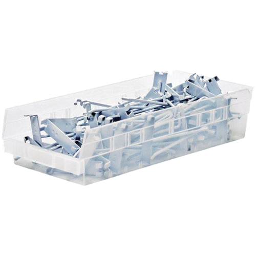 Bacs de rangement pour tablettes, 6-5/8" la x 4" H x 23-5/8" p, Transparent, Capacit&eacute; 50 lb Ontario Safety Products