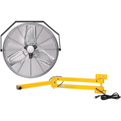 Industrial Workstation Fan Kit with Double Locking Arm, Industrial, 3 Speed, 24" Diameter Ontario Safety Products