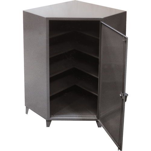 Corner Cabinets, Steel, 4 Shelves, 72" H x 48" W x 24" D, Grey Ontario Safety Products