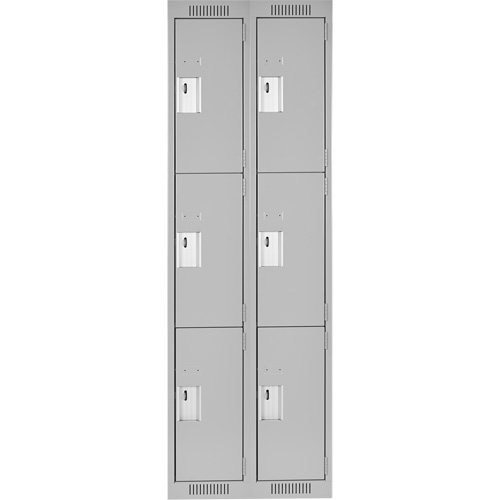 Clean Line Lockers, 3 -tier, Bank of 2, 24" x 18" x 72", Steel, Grey, Rivet (Assembled) Ontario Safety Products