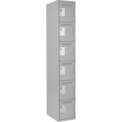 Clean Line Lockerettes, 6 -tier, 12" x 18" x 72", Steel, Grey, Rivet (Assembled) Ontario Safety Products