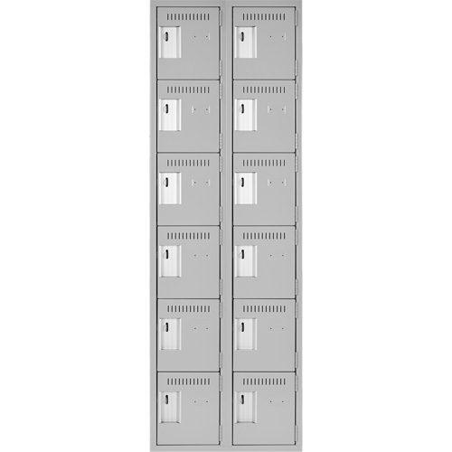 Clean Line Lockerettes, 6 -tier, Bank of 2, 24" x 18" x 72", Steel, Grey, Rivet (Assembled) Ontario Safety Products