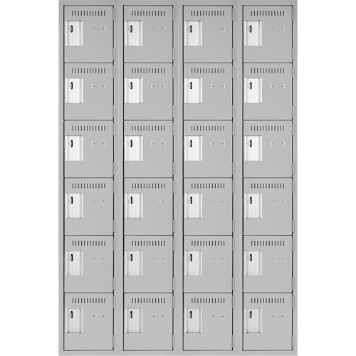 Clean Line Lockerettes, 6 -tier, Bank of 4, 48" x 18" x 72", Steel, Grey, Rivet (Assembled) Ontario Safety Products