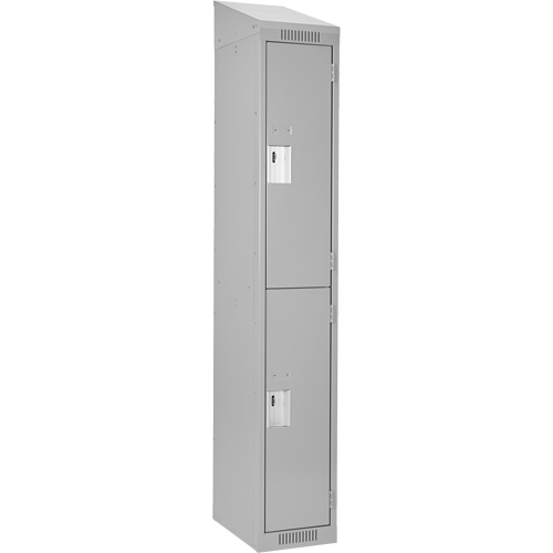 Casiers Clean Line, 2 niveaux, 12" x 18" x 78", Acier, Gris, Rivet (assembl&eacute;) Ontario Safety Products