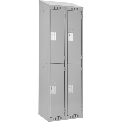 Clean Line Lockers, 2 -tier, Bank of 2, 24" x 18" x 78", Steel, Grey, Rivet (Assembled) Ontario Safety Products