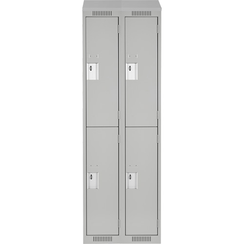 Clean Line Lockers, 2 -tier, Bank of 2, 24" x 18" x 78", Steel, Grey, Rivet (Assembled) Ontario Safety Products