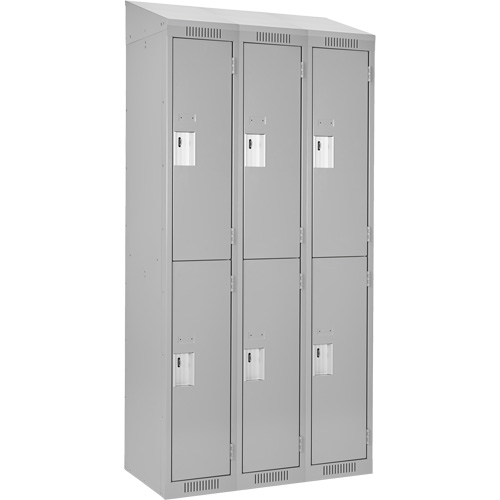 Clean Line Lockers, 2 -tier, Bank of 3, 36" x 18" x 78", Steel, Grey, Rivet (Assembled) Ontario Safety Products