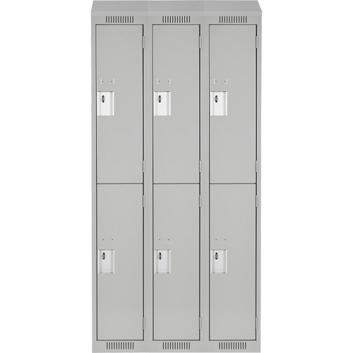 Clean Line Lockers, 2 -tier, Bank of 3, 36" x 18" x 78", Steel, Grey, Rivet (Assembled) Ontario Safety Products