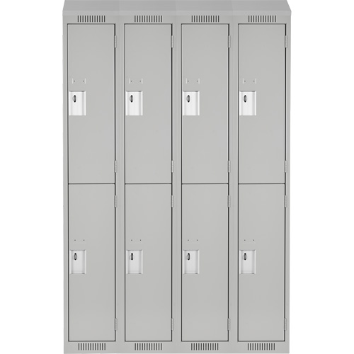 Clean Line Lockers, 2 -tier, Bank of 4, 48" x 18" x 78", Steel, Grey, Rivet (Assembled) Ontario Safety Products
