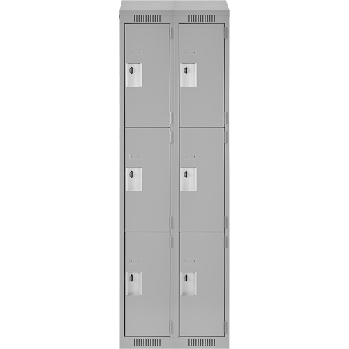 Clean Line Lockers, 3 -tier, Bank of 2, 24" x 18" x 78", Steel, Grey, Rivet (Assembled) Ontario Safety Products