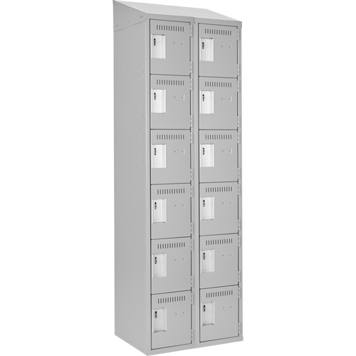 Clean Line Lockerette , 6 -tier, Bank of 2, 24" x 18" x 78", Steel, Grey, Rivet (Assembled) Ontario Safety Products