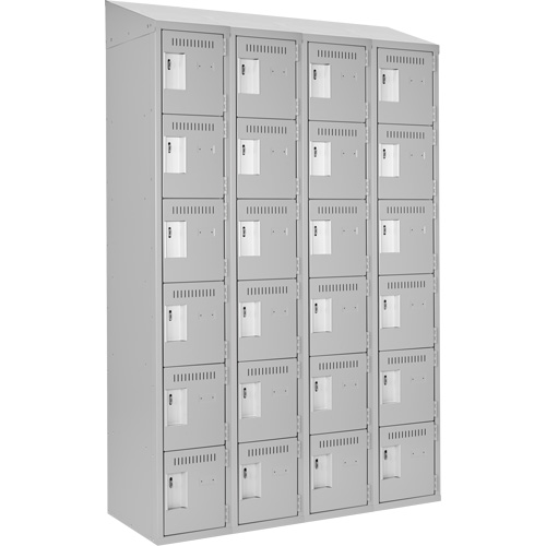 Clean Line Lockerette , 6 -tier, Bank of 4, 48" x 18" x 78", Steel, Grey, Rivet (Assembled) Ontario Safety Products