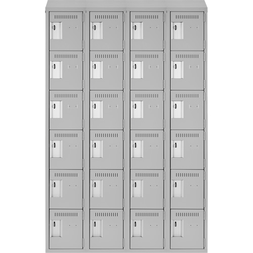 Clean Line Lockerette , 6 -tier, Bank of 4, 48" x 18" x 78", Steel, Grey, Rivet (Assembled) Ontario Safety Products