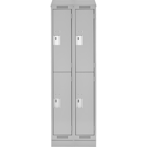 Clean Line Lockers, 2 -tier, Bank of 2, 24" x 18" x 82", Steel, Grey, Rivet (Assembled) Ontario Safety Products