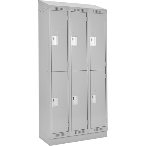 Clean Line Lockers, 2 -tier, Bank of 3, 36" x 18" x 82", Steel, Grey, Rivet (Assembled) Ontario Safety Products
