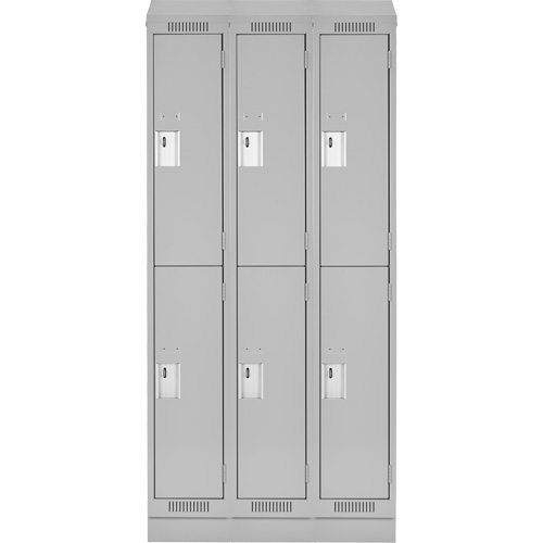 Clean Line Lockers, 2 -tier, Bank of 3, 36" x 18" x 82", Steel, Grey, Rivet (Assembled) Ontario Safety Products