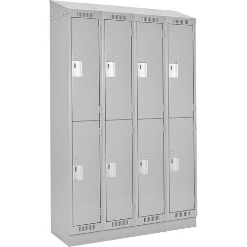 Clean Line Lockers, 2 -tier, Bank of 4, 48" x 18" x 82", Steel, Grey, Rivet (Assembled) Ontario Safety Products