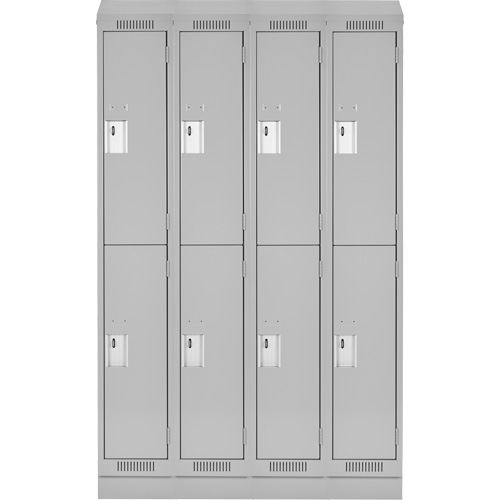 Clean Line Lockers, 2 -tier, Bank of 4, 48" x 18" x 82", Steel, Grey, Rivet (Assembled) Ontario Safety Products