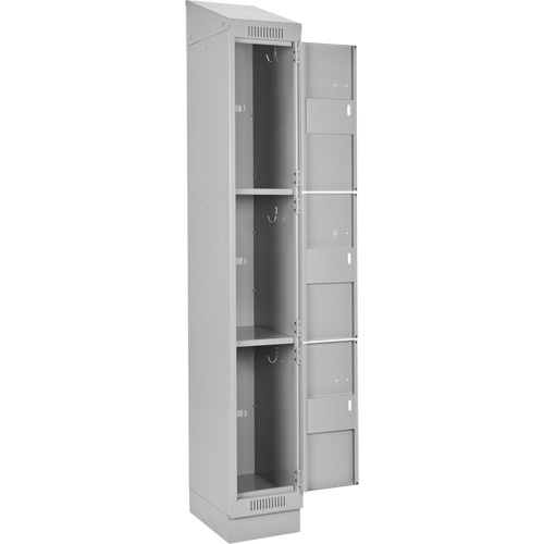 Clean Line Lockers, 3 -tier, Bank of 4, 48" x 18" x 82", Steel, Grey, Rivet (Assembled) Ontario Safety Products