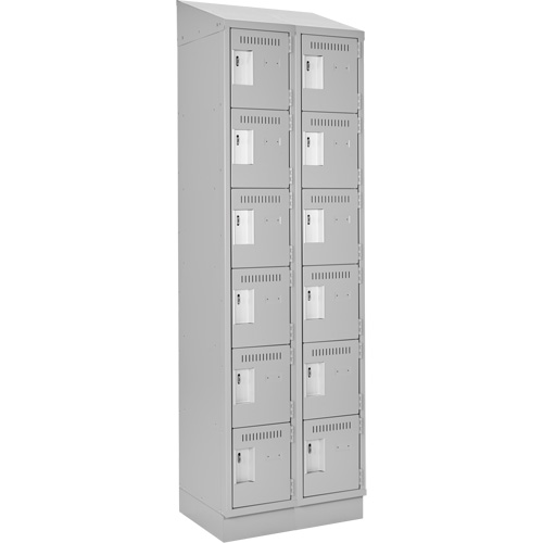 Clean Line Lockerette, 6 -tier, Bank of 2, 24" x 18" x 82", Steel, Grey, Rivet (Assembled) Ontario Safety Products