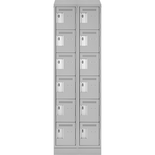 Clean Line Lockerette, 6 -tier, Bank of 2, 24" x 18" x 82", Steel, Grey, Rivet (Assembled) Ontario Safety Products