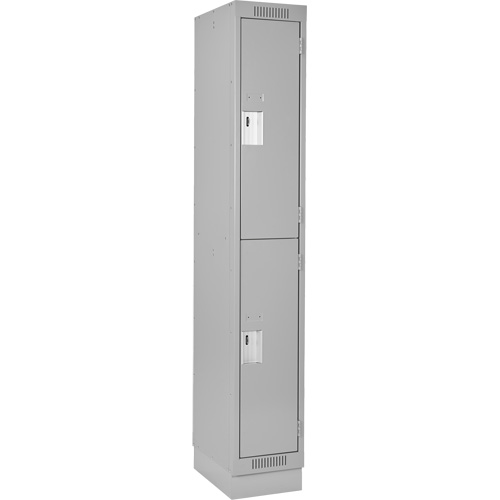 Casiers Clean Line, 2 niveaux, 12" x 18" x 76", Acier, Gris, Rivet (assembl&eacute;) Ontario Safety Products