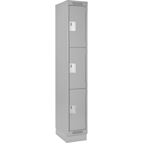 Casiers Clean Line, 3 niveaux, 12" x 18" x 76", Acier, Gris, Rivet (assembl&eacute;) Ontario Safety Products