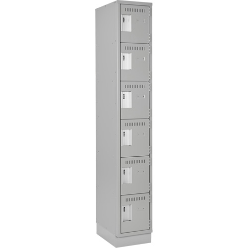Clean Line Lockerette, 6 -tier, 12" x 18" x 76", Steel, Grey, Rivet (Assembled) Ontario Safety Products