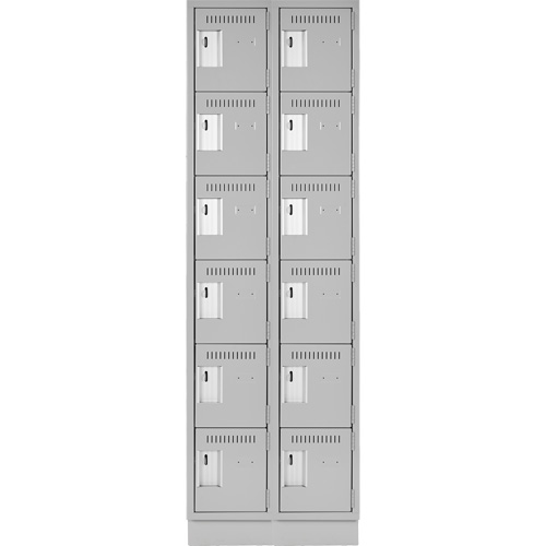 Clean Line Lockerette, 6 -tier, Bank of 2, 24" x 18" x 76", Steel, Grey, Rivet (Assembled) Ontario Safety Products